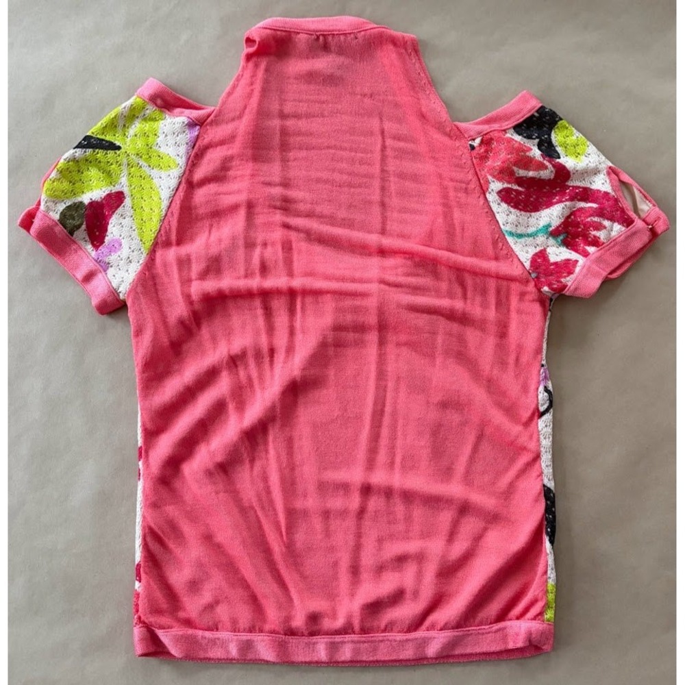 Dolce‎ Cabo Womens XL Floral Cold Shoulder Knit Top Tropical Resort Vacation Y2K - Picture 5 of 10